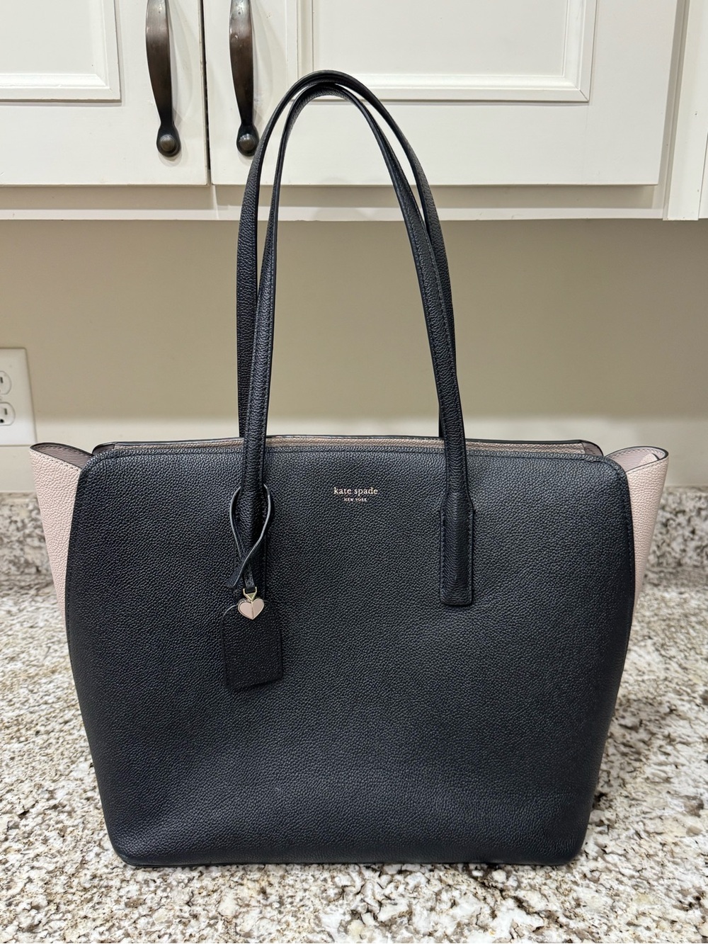 Kate Spade Large Black Pebbled with Blush Sides